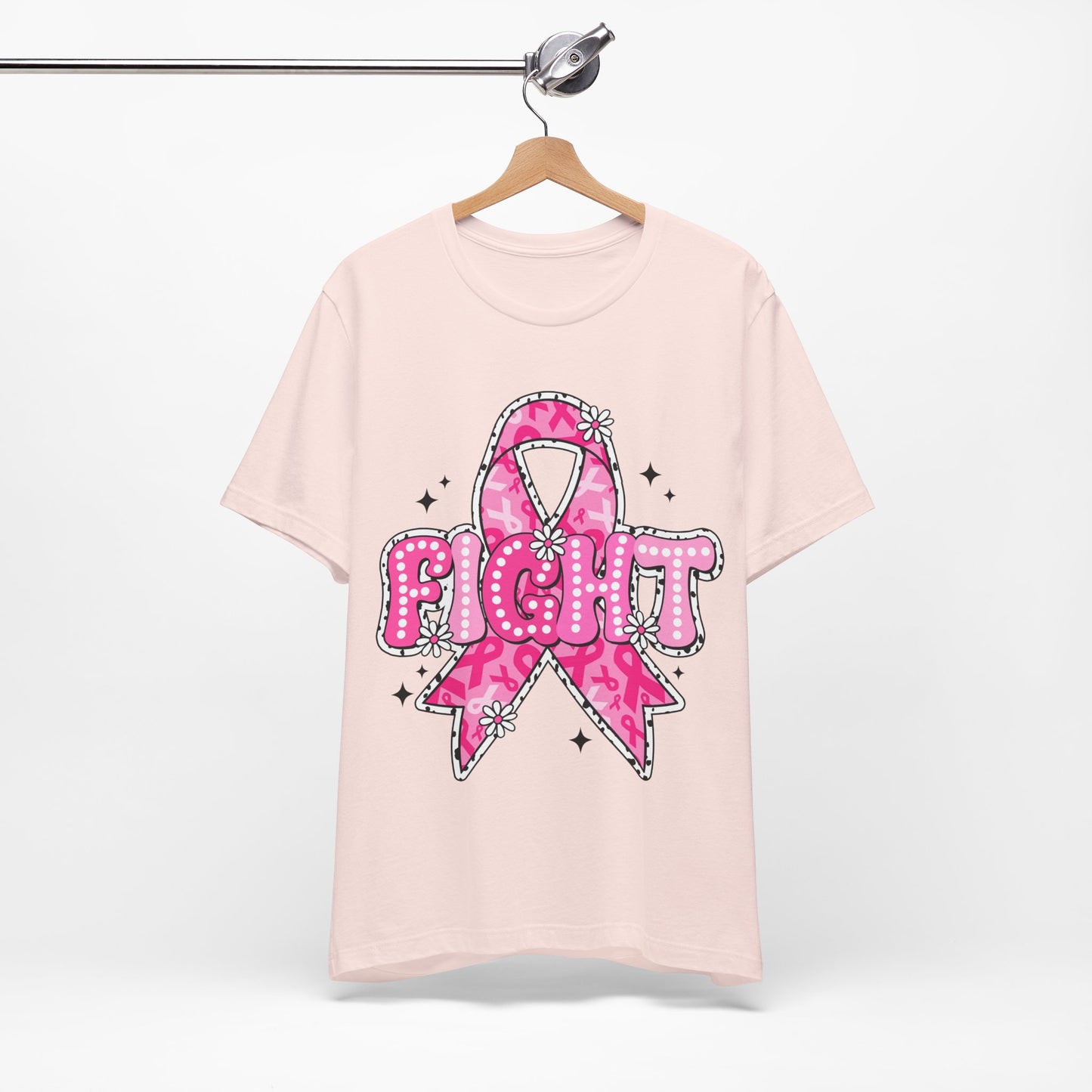 Breast Cancer Fight Ribbon - Bella + Canvas Unisex Jersey Short Sleeve Tee