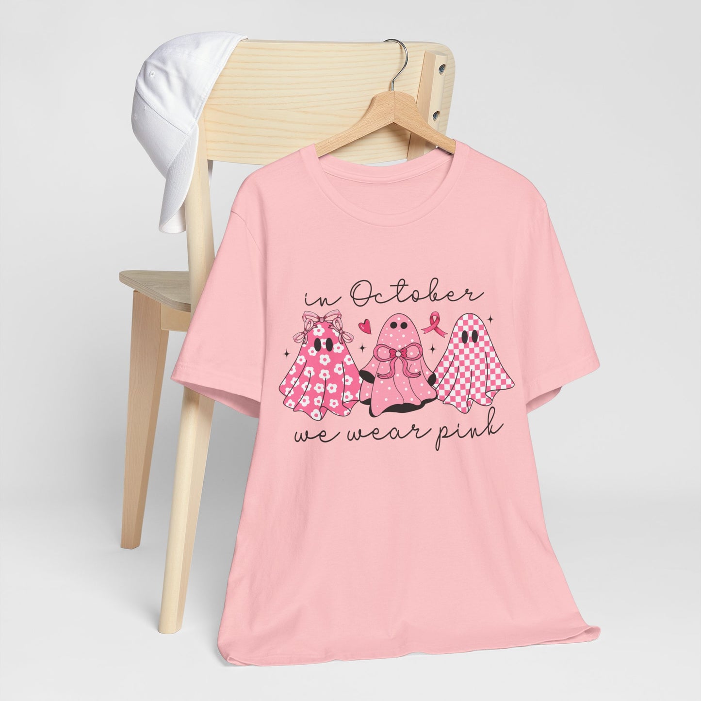 In October We Wear Pink Breast Cancer Awareness - Bella + Canvas Unisex Jersey Short Sleeve Tee