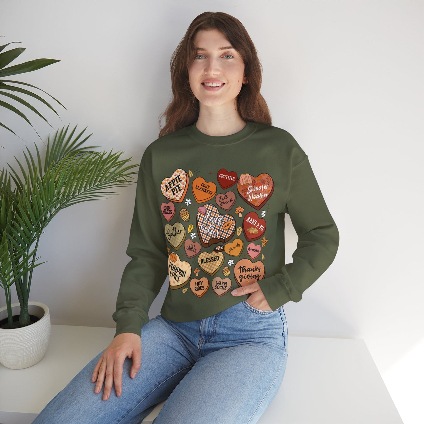Fall Candy Hearts - Gildan Unisex Heavy Blend™ Crewneck Sweatshirt