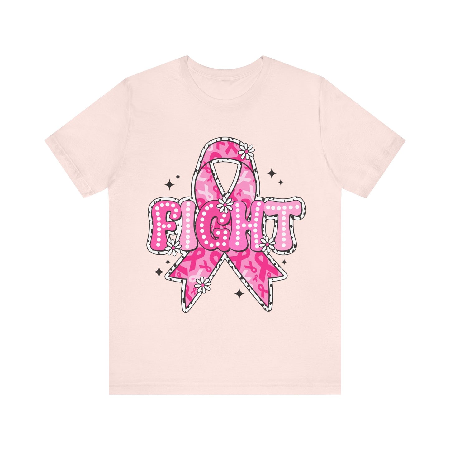 Breast Cancer Fight Ribbon - Bella + Canvas Unisex Jersey Short Sleeve Tee